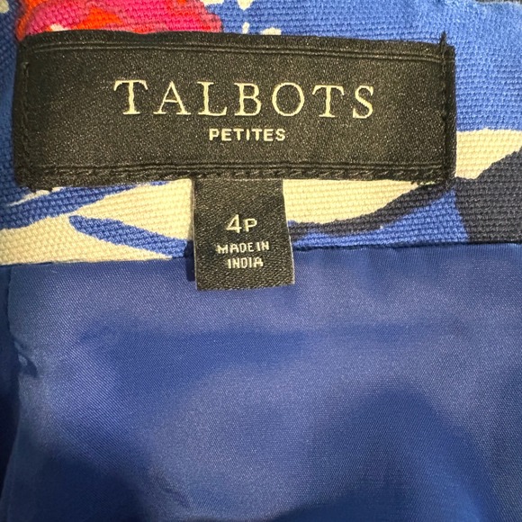 Talbots Petites Floral Print Cotton Blend Skirt Cobalt Red‎ White 4P - Picture 4 of 10